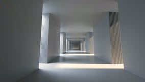 Длинный яркий коридор с солнечностью положительной стороны, переводом 3D иллюстрация штока Длинный яркий коридор с солнечностью положительной стороны, переводом 3D иллюстрация штока