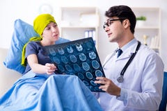 Доктор онкологического больного посещая для медицинской консультации в clini стоковое изображение rf Доктор онкологического больного посещая для медицинской консультации в clini стоковое изображение rf