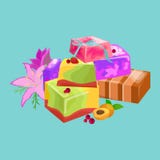 Домодельные мыла, цветки и эфирное масло баров установленные pictograms интернета икон vector вебсайт сети Стоковое Изображение RF Домодельные мыла, цветки и эфирное масло баров установленные pictograms интернета икон vector вебсайт сети Стоковое Изображение RF