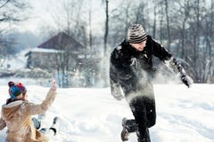 Драка Snowball! стоковое изображение rf Драка Snowball! стоковое изображение rf