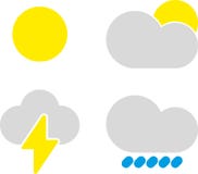 Modern weather icons set. Flat symbols on white background. royalty free illustration Modern weather icons set. Flat symbols on white background. royalty free illustration