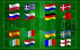 Евро 2012 UEFA и футбольное поле флага бесплатная иллюстрация Евро 2012 UEFA и футбольное поле флага бесплатная иллюстрация