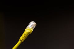 Желтый кабель сети или кабель Lan с изолированный на черном backgro стоковые изображения Желтый кабель сети или кабель Lan с изолированный на черном backgro стоковые изображения