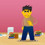 Желтый человек держа желтый карандаш иллюстрация вектора Желтый человек держа желтый карандаш иллюстрация вектора