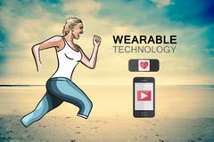 Женщина jogging на векторе пляжа иллюстрация штока Женщина jogging на векторе пляжа иллюстрация штока