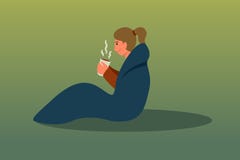 Женщина в иллюстрации вектора спального мешка плоской иллюстрация штока Женщина в иллюстрации вектора спального мешка плоской иллюстрация штока