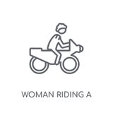 Женщина ехать значок мотоцикла линейный Современная женщина Ridin плана бесплатная иллюстрация Женщина ехать значок мотоцикла линейный Современная женщина Ridin плана бесплатная иллюстрация