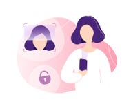 Женщина открывая телефон используя распознавание лиц бесплатная иллюстрация Женщина открывая телефон используя распознавание лиц бесплатная иллюстрация