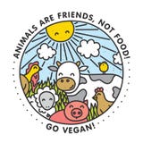 Животные друзья, не еда идет vegan Изолированная иллюстрация вектора иллюстрация штока Животные друзья, не еда идет vegan Изолированная иллюстрация вектора иллюстрация штока