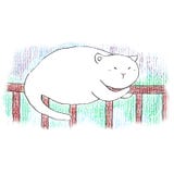 Жирный смешной белый кот спать на коричневой загородке иллюстрация вектора Жирный смешной белый кот спать на коричневой загородке иллюстрация вектора