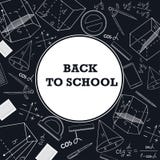 Задняя часть знамени в школу с изображением школьных принадлежностей на доске иллюстрация вектора Задняя часть знамени в школу с изображением школьных принадлежностей на доске иллюстрация вектора
