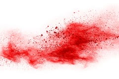 Замерзните движение красного порошка взрывая, изолированное на белой предпосылке стоковое изображение rf Замерзните движение красного порошка взрывая, изолированное на белой предпосылке стоковое изображение rf