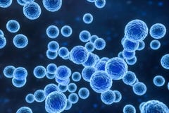 Заразный вирус с поверхностными деталями на голубой предпосылке, переводе 3d иллюстрация штока Заразный вирус с поверхностными деталями на голубой предпосылке, переводе 3d иллюстрация штока