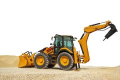 Затяжелитель Backhoe или бульдозер - экскаватор с изолированным путем клиппирования стоковая фотография Затяжелитель Backhoe или бульдозер - экскаватор с изолированным путем клиппирования стоковая фотография