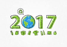 Земля 2017 с рециркулирует иллюстрацию вектора знака иллюстрация вектора Земля 2017 с рециркулирует иллюстрацию вектора знака иллюстрация вектора