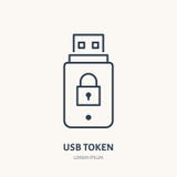 Знак внимания Usb, линия значок вектора идентичности плоская Электронный знак безопасностью, креня технология бесплатная иллюстрация Знак внимания Usb, линия значок вектора идентичности плоская Электронный знак безопасностью, креня технология бесплатная иллюстрация