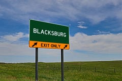 Знак выхода шоссе США для Blacksburg стоковые фото Знак выхода шоссе США для Blacksburg стоковые фото