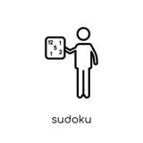 Значок Sudoku Ультрамодный современный плоский линейный значок Sudoku вектора на whi иллюстрация вектора Значок Sudoku Ультрамодный современный плоский линейный значок Sudoku вектора на whi иллюстрация вектора