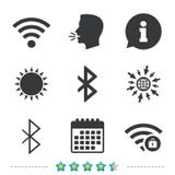Значок Wifi и Bluetooth Беспроволочная передвижная сеть иллюстрация штока Значок Wifi и Bluetooth Беспроволочная передвижная сеть иллюстрация штока