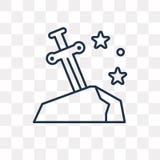 Значок вектора Excalibur изолированный на прозрачной предпосылке, линейной иллюстрация вектора Значок вектора Excalibur изолированный на прозрачной предпосылке, линейной иллюстрация вектора