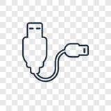 Значок вектора концепции кабеля Usb линейный изолированный на прозрачном bac иллюстрация штока Значок вектора концепции кабеля Usb линейный изолированный на прозрачном bac иллюстрация штока