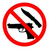 Значок запрещенный оружием Запрещая вектор подписывает ` никакое ` оружий с оружием и ножом иллюстрация вектора Значок запрещенный оружием Запрещая вектор подписывает ` никакое ` оружий с оружием и ножом иллюстрация вектора
