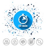 Значок знака таймера символ секундомера 15 минут Стоковое фото RF Значок знака таймера символ секундомера 15 минут Стоковое фото RF