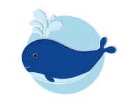 Значок кита мультфильма в современном плоском стиле иллюстрация вектора Значок кита мультфильма в современном плоском стиле иллюстрация вектора
