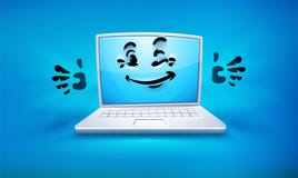 Значок компьтер-книжки шаржа с стороной smiley бесплатная иллюстрация Значок компьтер-книжки шаржа с стороной smiley бесплатная иллюстрация