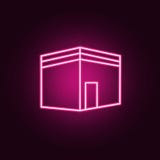 Значок мечети Mekka неоновый Элементы набора вероисповедания r иллюстрация вектора Значок мечети Mekka неоновый Элементы набора вероисповедания r иллюстрация вектора