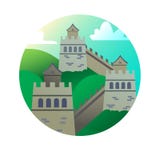 Значок цвета Великой китайской стены плоский Видимости Китая исторические иллюстрация вектора Значок цвета Великой китайской стены плоский Видимости Китая исторические иллюстрация вектора