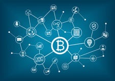 Иллюстрация Bitcoin с синей предпосылкой иллюстрация вектора Иллюстрация Bitcoin с синей предпосылкой иллюстрация вектора