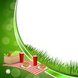 Иллюстрация рамки круга шарика бейсбола овощей питья гамбургера корзины пикника зеленой травы предпосылки абстрактная Стоковое Фото Иллюстрация рамки круга шарика бейсбола овощей питья гамбургера корзины пикника зеленой травы предпосылки абстрактная Стоковое Фото