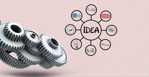 изображение 3d cogwheels с диаграммой идеи на розовой предпосылке иллюстрация штока изображение 3d cogwheels с диаграммой идеи на розовой предпосылке иллюстрация штока
