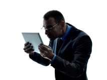 Изолированная таблетка бизнесмена цифровая Стоковые Изображения Изолированная таблетка бизнесмена цифровая Стоковые Изображения