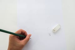 Изолированный близко вверх по re-write на насмешке вверх по бумаге после резины пользы стоковые фото Изолированный близко вверх по re-write на насмешке вверх по бумаге после резины пользы стоковые фото