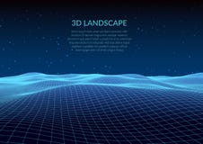 иллюстрация 3d Абстрактный ландшафт на белой предпосылке Решетка виртуального пространства иллюстрация штока иллюстрация 3d Абстрактный ландшафт на белой предпосылке Решетка виртуального пространства иллюстрация штока