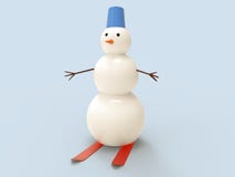 иллюстрация 3D и перевод 3D катания на лыжах снеговика на голубой предпосылке иллюстрация вектора иллюстрация 3D и перевод 3D катания на лыжах снеговика на голубой предпосылке иллюстрация вектора