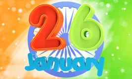 иллюстрация 3d Индийская концепция дня республики с текстом 26-ое января Стоковые Изображения иллюстрация 3d Индийская концепция дня республики с текстом 26-ое января Стоковые Изображения