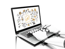 иллюстрация 3d Робототехнические руки печатая на компьтер-книжке с делом бесплатная иллюстрация иллюстрация 3d Робототехнические руки печатая на компьтер-книжке с делом бесплатная иллюстрация