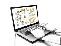 иллюстрация 3d Робототехнические руки печатая на компьтер-книжке с делом бесплатная иллюстрация иллюстрация 3d Робототехнические руки печатая на компьтер-книжке с делом бесплатная иллюстрация