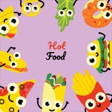 Иллюстрация вектора знамени квадрата фаст-фуда с рамкой горячих и вкусных сытных ед и персонажей из мультфильма овощей иллюстрация вектора Иллюстрация вектора знамени квадрата фаст-фуда с рамкой горячих и вкусных сытных ед и персонажей из мультфильма овощей иллюстрация вектора