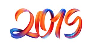 Иллюстрация вектора: Красочная каллиграфия литерности краски Brushstroke 2019 на белой предпосылке счастливое Новый Год иллюстрация штока Иллюстрация вектора: Красочная каллиграфия литерности краски Brushstroke 2019 на белой предпосылке счастливое Новый Год иллюстрация штока