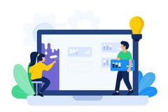 Иллюстрация сотрудничества дизайнера и разработчика иллюстрация вектора Иллюстрация сотрудничества дизайнера и разработчика иллюстрация вектора