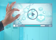 Интерфейс App видео-плейер руки касающий медицинский стоковое фото rf Интерфейс App видео-плейер руки касающий медицинский стоковое фото rf