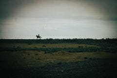 Исландский всадник спины лошади на пляже отработанной формовочной смеси стоковая фотография Исландский всадник спины лошади на пляже отработанной формовочной смеси стоковая фотография