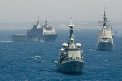 Испанский военно-морской флот проводит военноморские тренировки стоковые фото Испанский военно-морской флот проводит военноморские тренировки стоковые фото