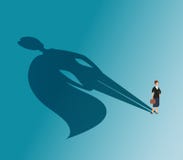 Исполнительная женщина с тенью супергероя Сильная концепция вектора коммерсантки и победы дела иллюстрация вектора Исполнительная женщина с тенью супергероя Сильная концепция вектора коммерсантки и победы дела иллюстрация вектора