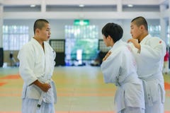 Класс дзюдо на Shudokan Hall в Осака, Японии стоковое фото rf Класс дзюдо на Shudokan Hall в Осака, Японии стоковое фото rf