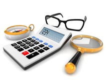 Калькулятор, ручка и Eyeglasses иллюстрация вектора Калькулятор, ручка и Eyeglasses иллюстрация вектора